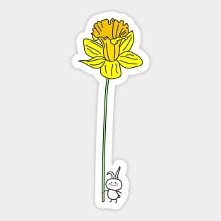 Cute rabbit and daffodil Sticker